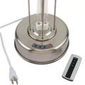 Stainless steel UV lamp with control panel and remote on a white background