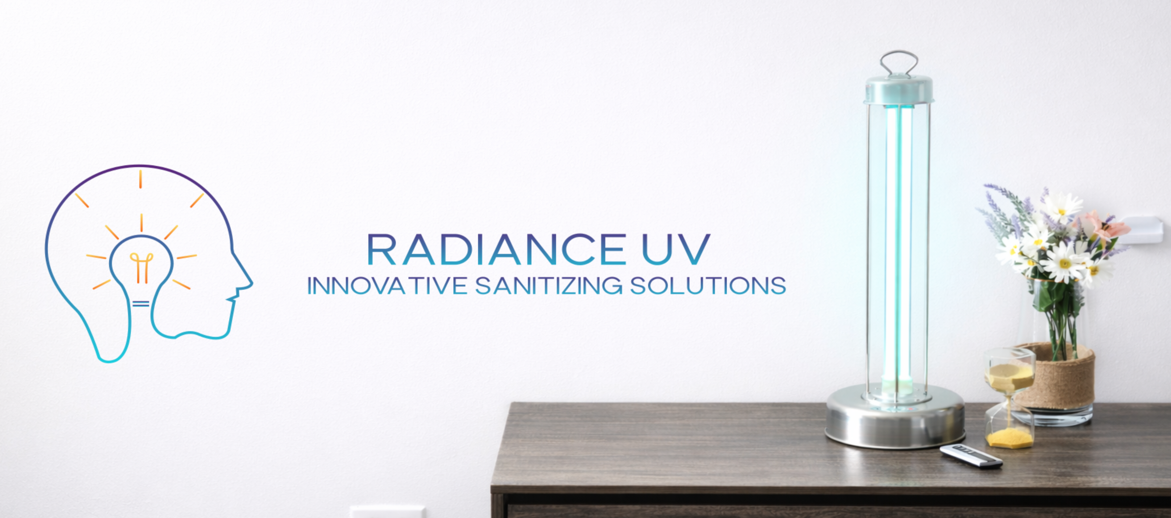 Radiance UV sanitizer on a table with a minimal background